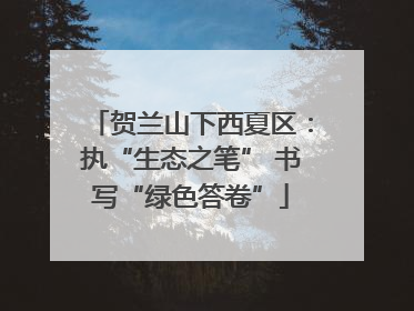 贺兰山下西夏区：执“生态之笔” 书写“绿色答卷”